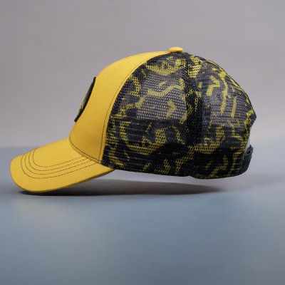 Образец бейсболка CUSTOM MERCH, 6 клиньев, пластиковая застёжка черный, желтый арт. 50002