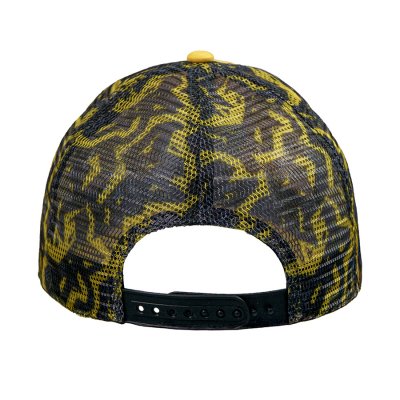 Образец бейсболка CUSTOM MERCH, 6 клиньев, пластиковая застёжка черный, желтый арт. 50002