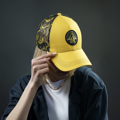 Образец бейсболка CUSTOM MERCH, 6 клиньев, пластиковая застёжка черный, желтый арт. 50002