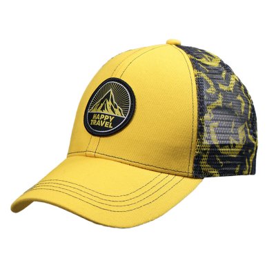 Образец бейсболка CUSTOM MERCH, 6 клиньев, пластиковая застёжка черный, желтый арт. 50002