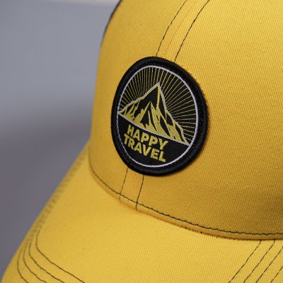 Образец бейсболка CUSTOM MERCH, 6 клиньев, пластиковая застёжка черный, желтый арт. 50002