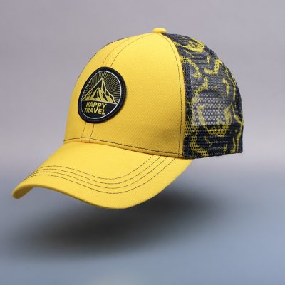 Образец бейсболка CUSTOM MERCH, 6 клиньев, пластиковая застёжка черный, желтый арт. 50002