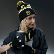 Образец вязанные перчатки с сенсорными пальцами CUSTOM MERCH, 100% аркил черный, желтый