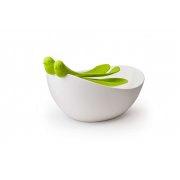 САЛАТНИЦА С ЛОЖКАМИ SPARROW, белая/зеленая арт. QL10098-GH