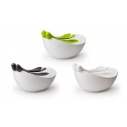 САЛАТНИЦА С ЛОЖКАМИ SPARROW, белая/зеленая арт. QL10098-GH