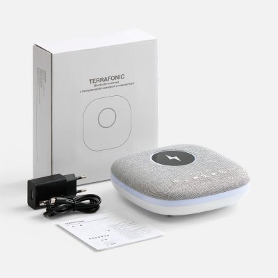 Bluetooth колонка с беспроводной зарядкой и подсветкой Terrafonic, серая арт. 17487.10