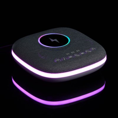 Bluetooth колонка с беспроводной зарядкой и подсветкой Terrafonic, серая арт. 17487.10