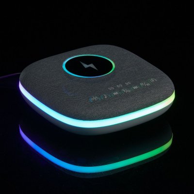 Bluetooth колонка с беспроводной зарядкой и подсветкой Terrafonic, серая арт. 17487.10