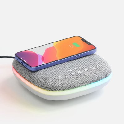 Bluetooth колонка с беспроводной зарядкой и подсветкой Terrafonic, серая арт. 17487.10