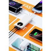 Зарядное устройство "Phantom" 10000 mAh с 4мя встроенными кабелями и цифровым индикатором заряда белый