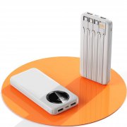 Зарядное устройство "Phantom" 10000 mAh с 4мя встроенными кабелями и цифровым индикатором заряда белый