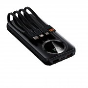 Зарядное устройство "Phantom" 10000 mAh с 4мя встроенными кабелями и цифровым индикатором заряда черный