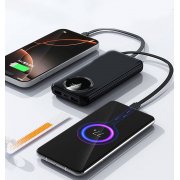 Зарядное устройство "Phantom" 10000 mAh с 4мя встроенными кабелями и цифровым индикатором заряда черный