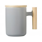 Кружка с ручкой и крышкой из каучукового дерева «Jeny»