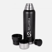 Термос Relaxika 1000 со стикерпаком, черный