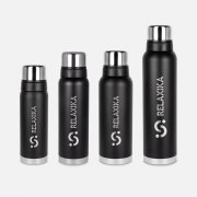 Термос Relaxika 1000 со стикерпаком, черный