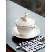 Бульонница "Кролик - Везунчик" с тарелкой, 425 мл, Белый арт. E039E041D149