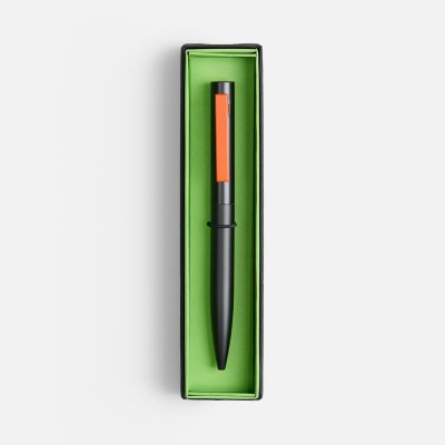 Ручка шариковая Inkolor в футляре, черная с оранжевым арт. 20509.20