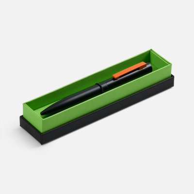 Ручка шариковая Inkolor в футляре, черная с оранжевым арт. 20509.20