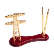 Настольный прибор «Энергия» золотистый/красное дерево 616729