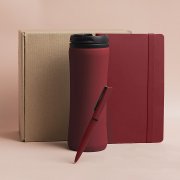 Набор подарочный OFFICEKIT: термос, ежедневник, ручка,  стружка, коробка, красный Красный