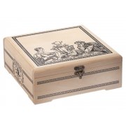 Подарочный набор "Народы России" с чаем и вареньем в деревянной шкатулке без лого