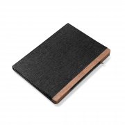 Блокнот с ручкой в ореховом магнитном пенале черный