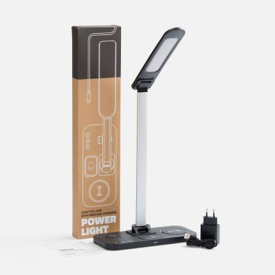 Настольная лампа с беспроводной зарядкой Power Light, черная арт. 15767.30