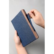 Блокнот "Wood" с ручкой в ореховом магнитном пенале синий