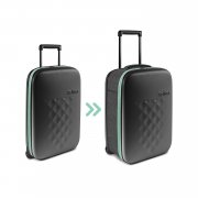 Чемодан складной Rollink Earth 55x40x20 см, 2 колеса, черный/зеленый