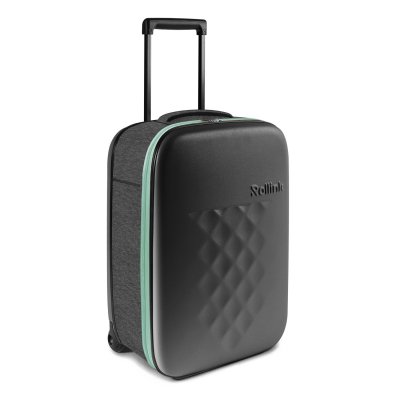Чемодан складной Rollink Earth 55x40x20 см, 2 колеса, черный/зеленый арт. 102-21-110-390-370