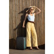 Чемодан складной Rollink Earth 55x40x20 см, 2 колеса, черный/синий