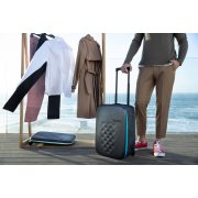 Чемодан складной Rollink Earth 55x40x20 см, 2 колеса, черный/синий