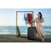 Чемодан складной Rollink Earth 55x40x20 см, 2 колеса, черный/красный