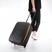 Чемодан складной Rollink Earth 55x40x20 см, 2 колеса, черный/оранжевый