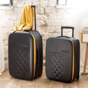 Чемодан складной Rollink Earth 55x40x20 см, 2 колеса, черный/оранжевый