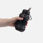 Складная бутылка для воды Basketball Flex, черная арт. 17492.30