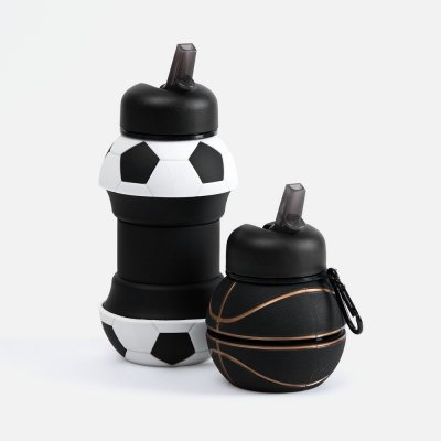 Складная бутылка для воды Basketball Flex, черная арт. 17492.30