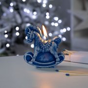 Свеча фигурная «Лошадка-качалка», синяя