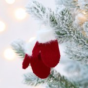 Подвеска на елку «Вьюшка», варежки, красная