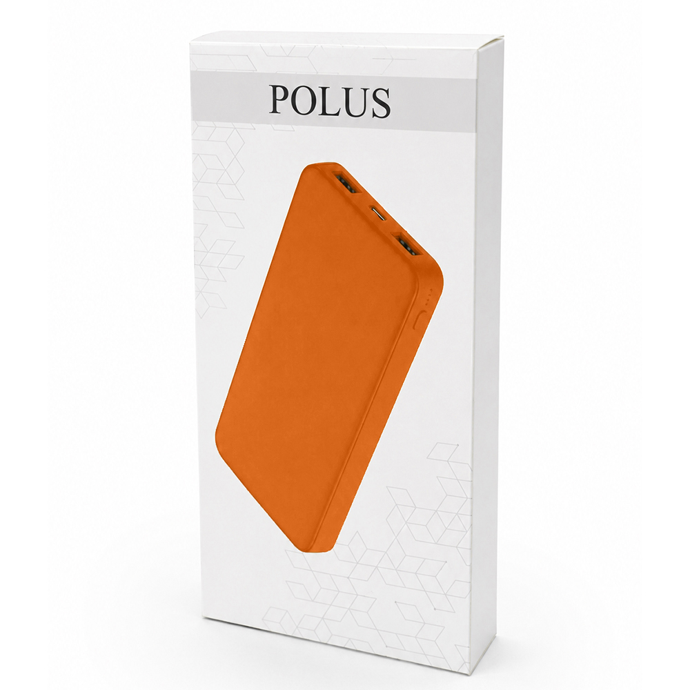 Внешний аккумулятор Polus, 10000 Mah, софт-тач покрытие, оранжевый арт. 2018.07.01 Внешний аккумулятор Polus, 10000 Mah, софт-тач покрытие, оранжевый арт. 2018.07.01