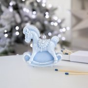 Свеча фигурная «Лошадка-качалка», голубая