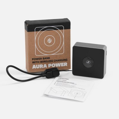 Внешний аккумулятор с беспроводной зарядкой Aura Power, серый арт. 18455.10