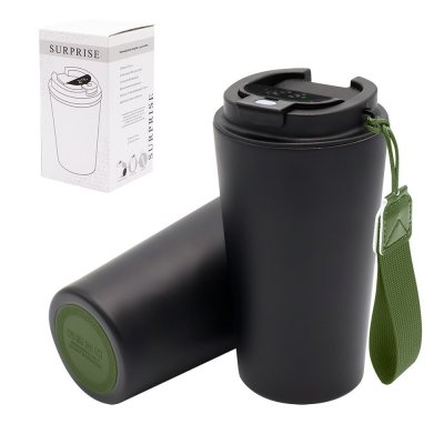 Термокружка Surprise To Go с индикатором, чёрная/хаки арт. 5052.02.36 Термокружка Surprise To Go с индикатором, чёрная/хаки арт. 5052.02.36
