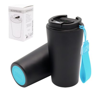 Термокружка Surprise To Go с индикатором, чёрная/бирюзовая арт. 5052.02.17 Термокружка Surprise To Go с индикатором, чёрная/бирюзовая арт. 5052.02.17