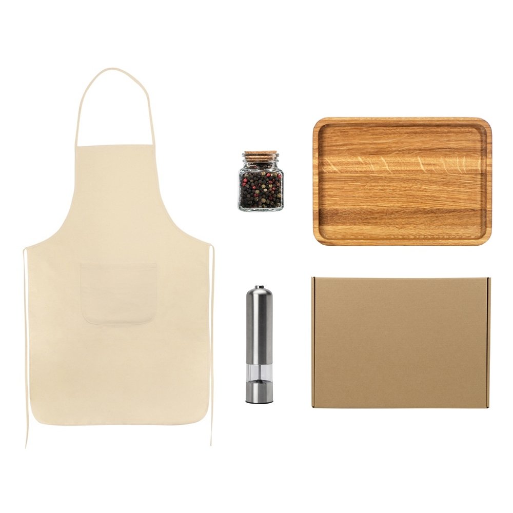 Подарочный набор для кухни с фартуком, подносом, мельницей и специями арт. 350076 Подарочный набор для кухни с фартуком, подносом, мельницей и специями арт. 350076