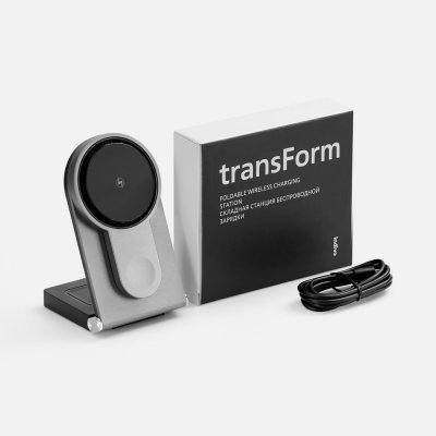 Складная станция беспроводной зарядки transForm, серый металлик арт. 18393.10 Складная станция беспроводной зарядки transForm, серый металлик арт. 18393.10