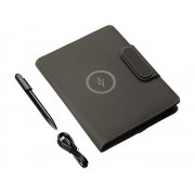 Подарочный набор «Twilight»: органайзер А5 с беспроводной зарядкой и металлическая шариковая ручка со светящимся логотипом