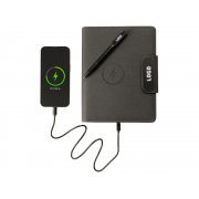 Подарочный набор «Twilight»: органайзер А5 с беспроводной зарядкой и металлическая шариковая ручка со светящимся логотипом