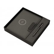 Подарочный набор «Twilight»: органайзер А5 с беспроводной зарядкой и металлическая шариковая ручка со светящимся логотипом